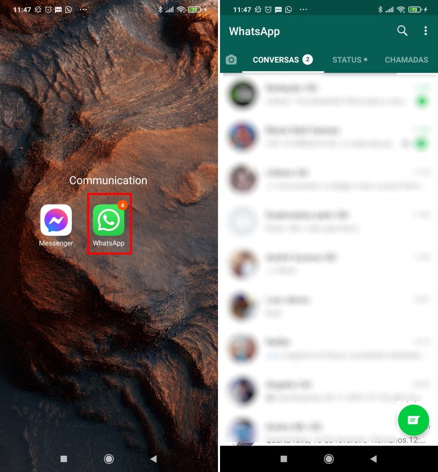 Como criar atalhos para contatos do WhatsApp no Android - Passo 1