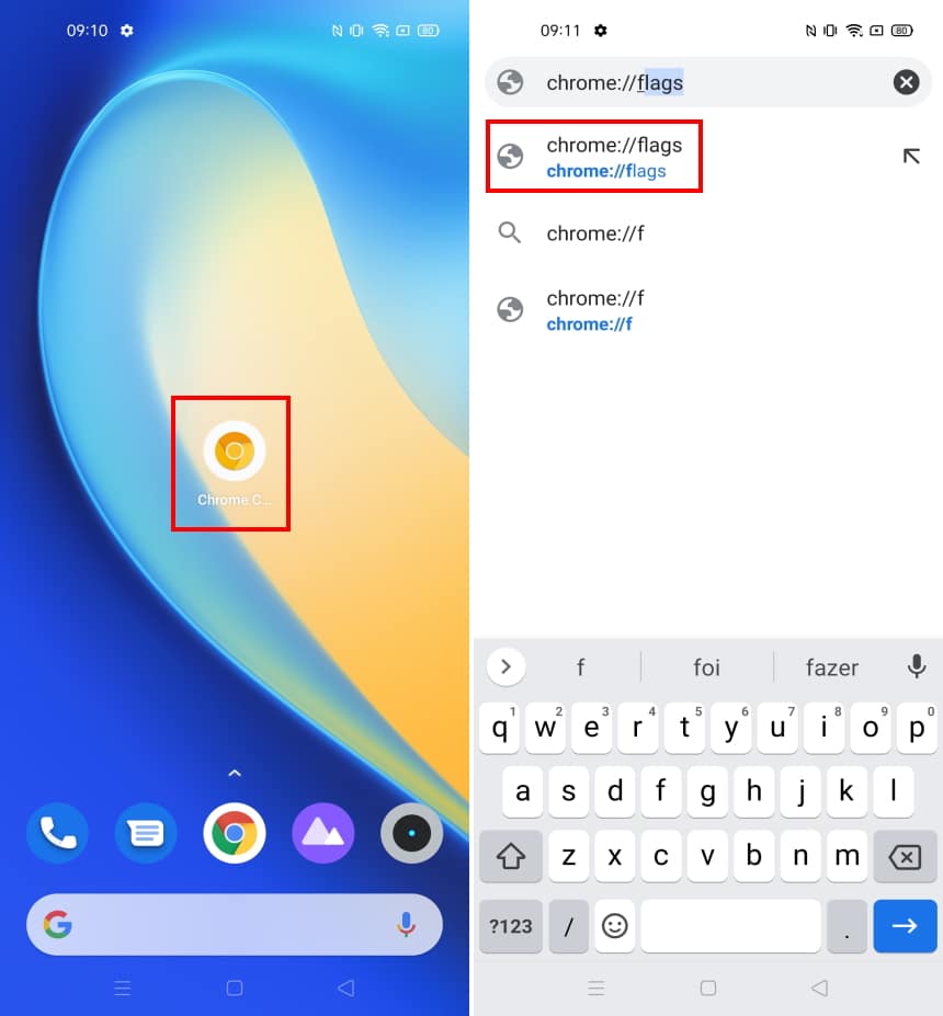 Como ativar o recurso ler mais tarde do Chrome no Android - Passo 1