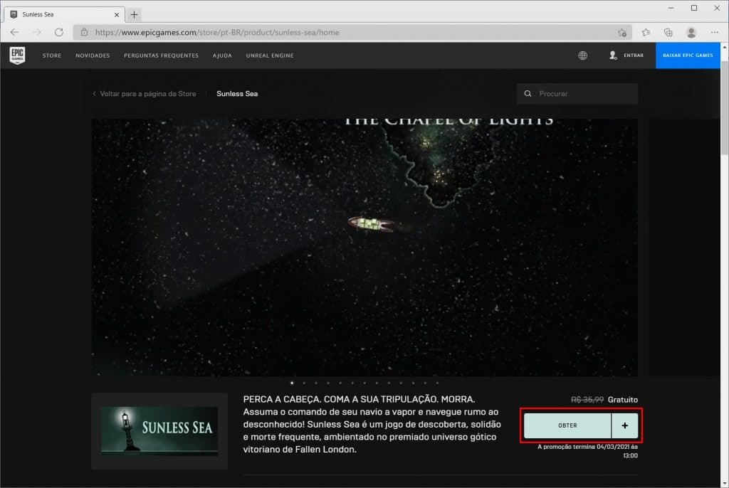 Como baixar “Sunless Sea” de graça no PC - Passo 2