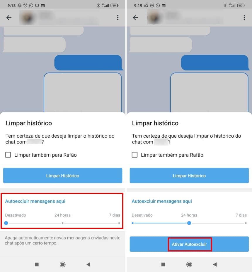 Como usar a função “autoexcluir mensagens” do Telegram - Passo 3