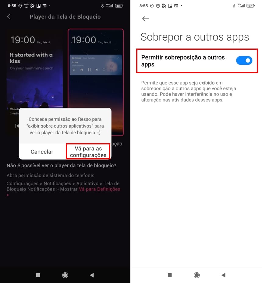 Como exibir a letra de músicas com o Resso na tela de bloqueio do Android - Passo 4