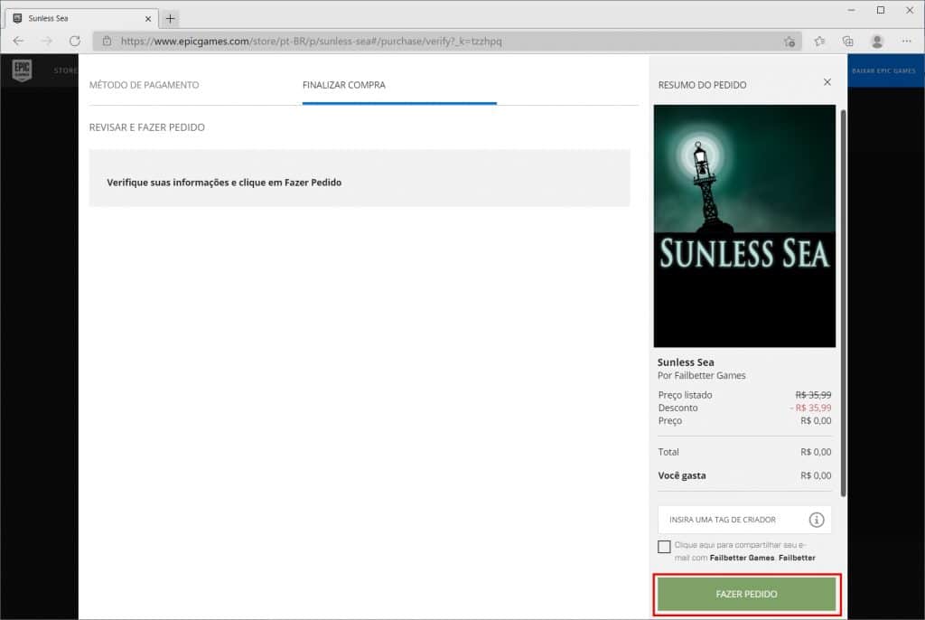 Como baixar “Sunless Sea” de graça no PC - Passo 4