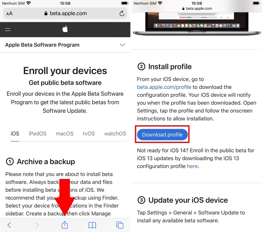 Como instalar o iOS 14.5 Beta 2 - Passo 5