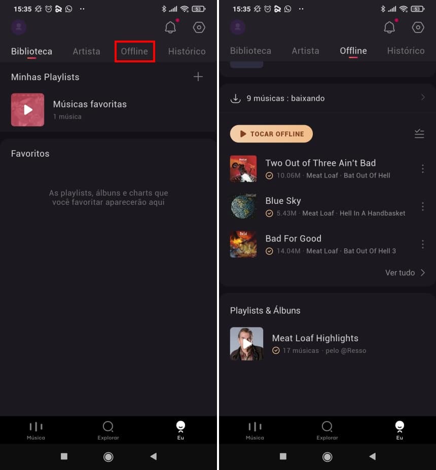 Como baixar músicas com o Resso no celular - Passo 7