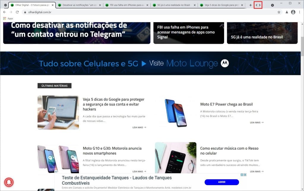 Como ativar o novo modo de exibição do Chrome para as guias abertas - Passo 8