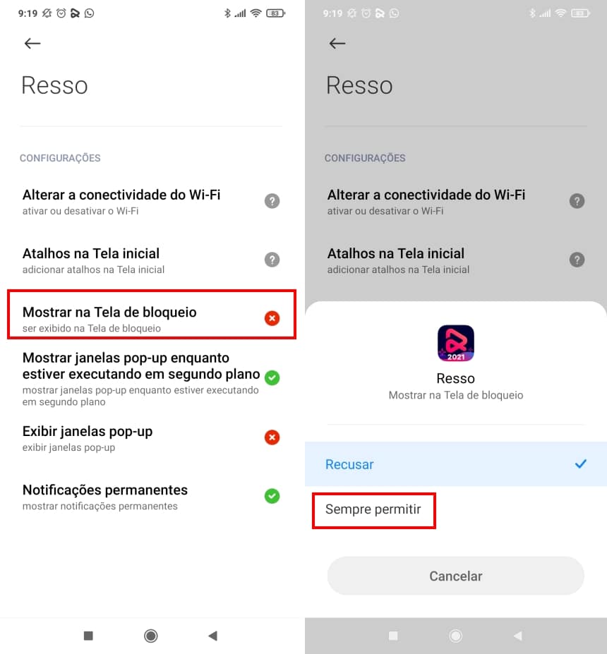 Como exibir a letra de músicas com o Resso na tela de bloqueio do Android - Passo 8