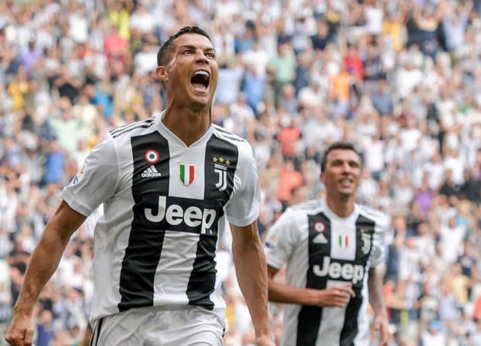 Cristiano Ronaldo, celebrando gol marcado pelo seu time Juventus
