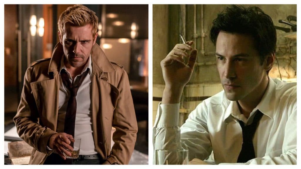 Montagem mostra Matt Ryan (à esquerda) e Keanu Reeves (à direita). Ambos os atores deram vida ao personagem John Constantine em séries de TV e nos cinemas