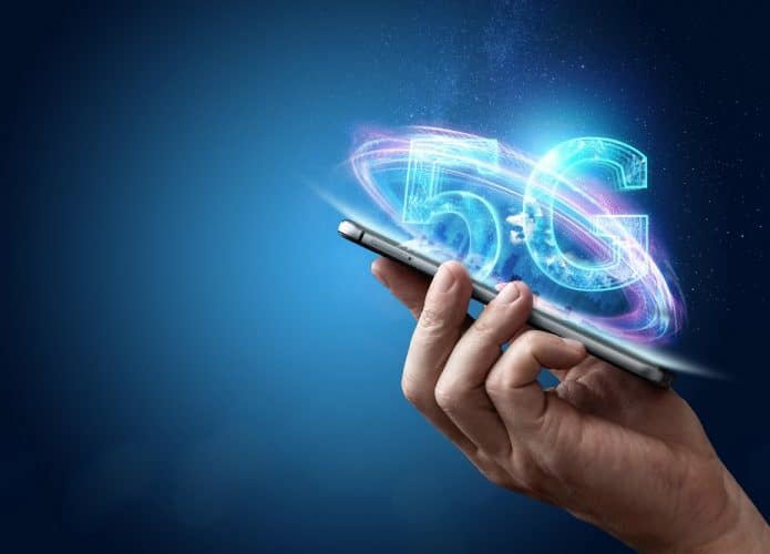 Ilustração de um smartphone 5G