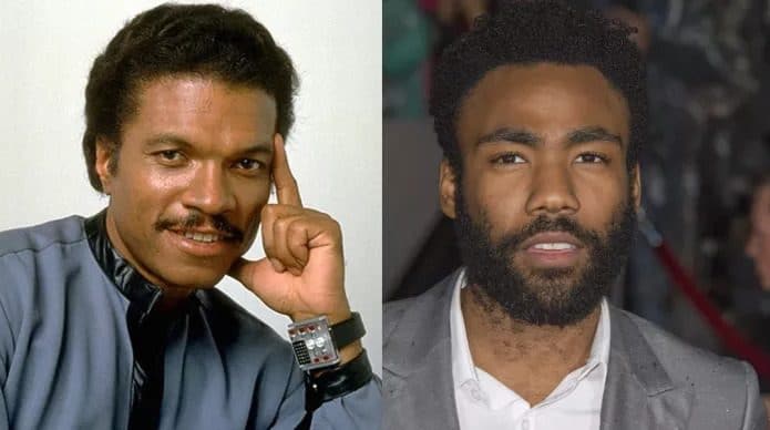 Billy Dee Williams e Donald Glover são os intérpretes de Lando Calrissian em 'Star Wars'. Imagem: Divulgação/E! channel