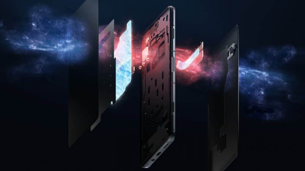 Ilustração do sistema de resfriamento dos smartphones Black Shark 4 e 4 Pro