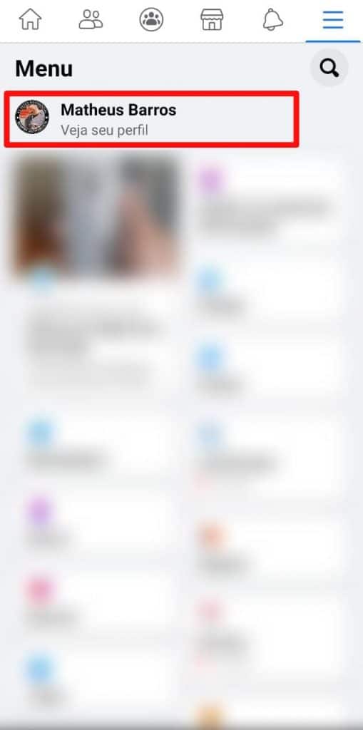 Print do aplicativo do Facebook