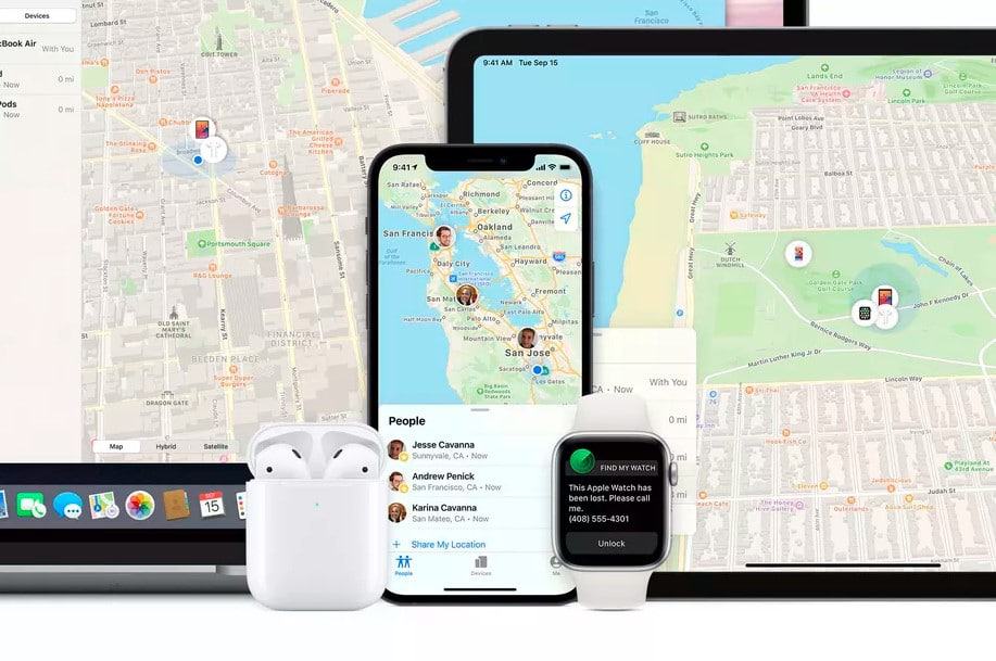 Celular, Air Buds, Smartwatch e MacBook