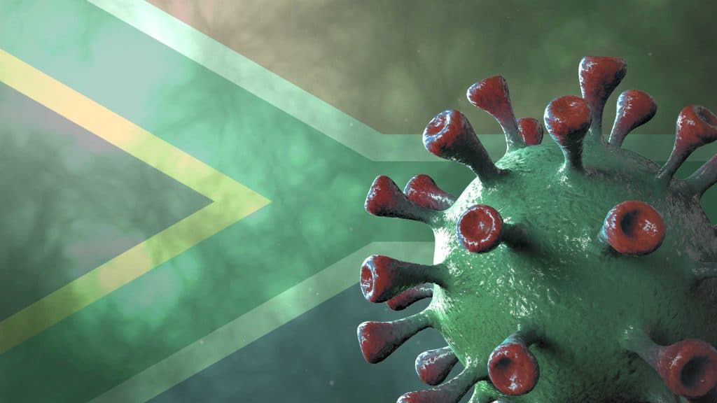 Ilustração de variante do coronavírus originada na África do Sul Ilustração de variante do coronavírus originada na África do Sul