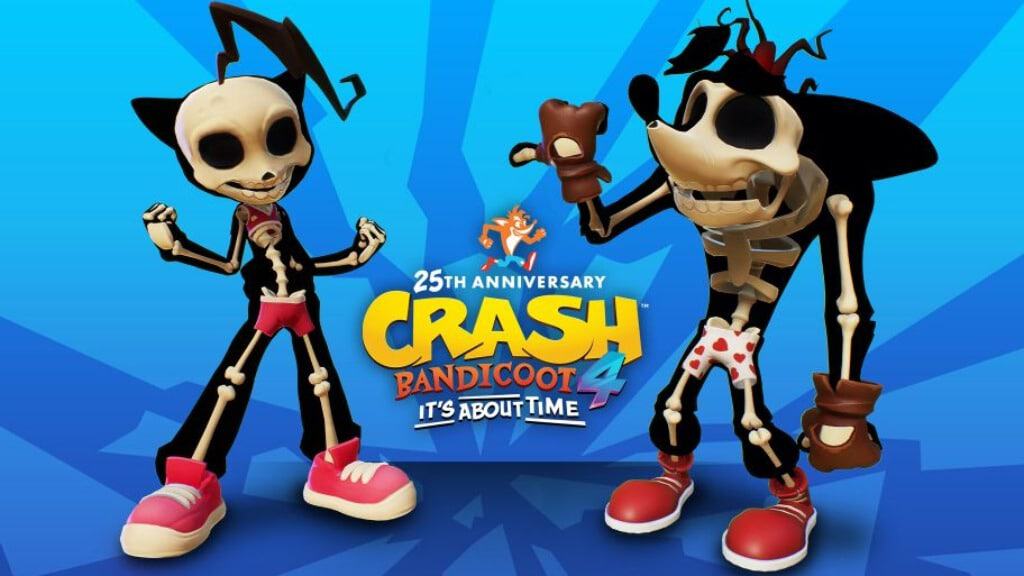 Jogadores poderão obter a skin gratuita 'Bare Bones' para Crash e Coco. Imagem: Activision Blizzard/Divulgação