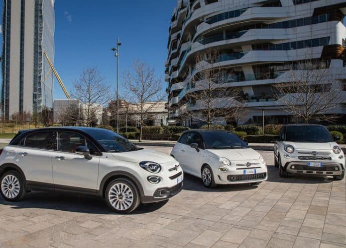 Os três modelos do Fiat 500 Hey Google. Imagem: Fiat/Divulgação