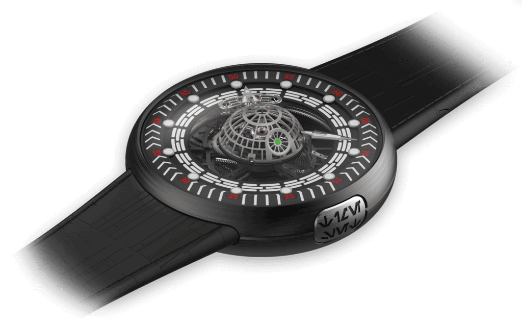 O "Death Star Tourbillon" é o relógio oficial de "Star Wars", e custa nada menos que R$ 848 mil para ser comprado. Imagem: Kross Studio/Divulgação