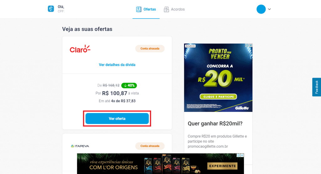 Ofertas das empresas parceiras do Serasa