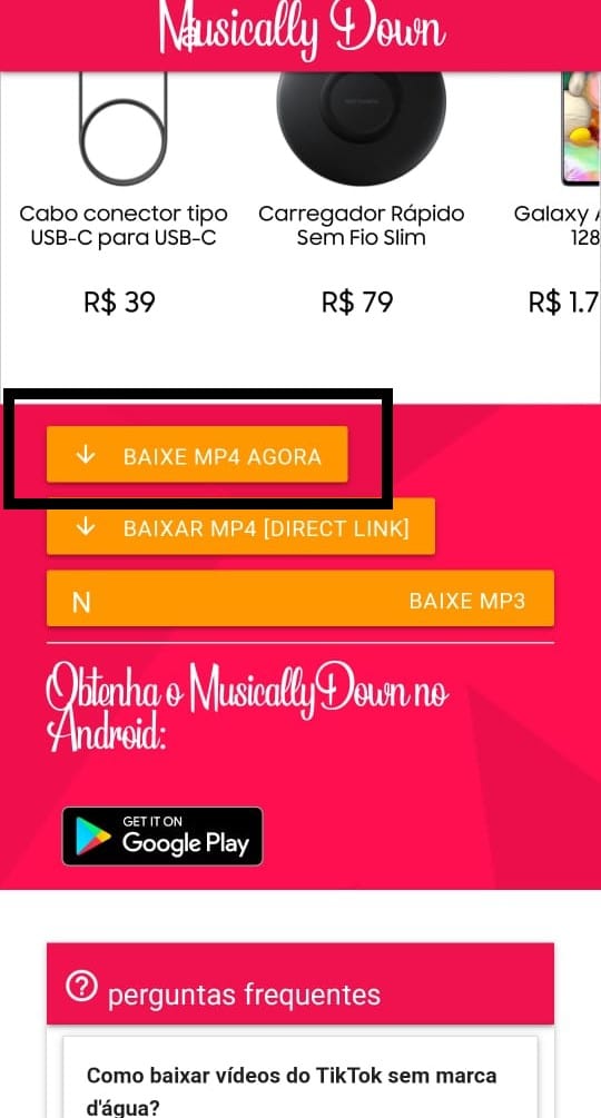 Print do Musically Down