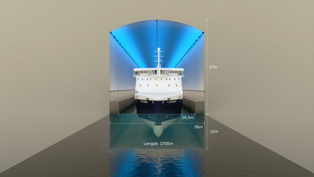 Primeiro túnel para navios do mundo. Imagem: Kystverket / Projeto da Snøhetta