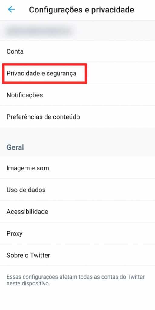 Print do aplicativo do Twitter 