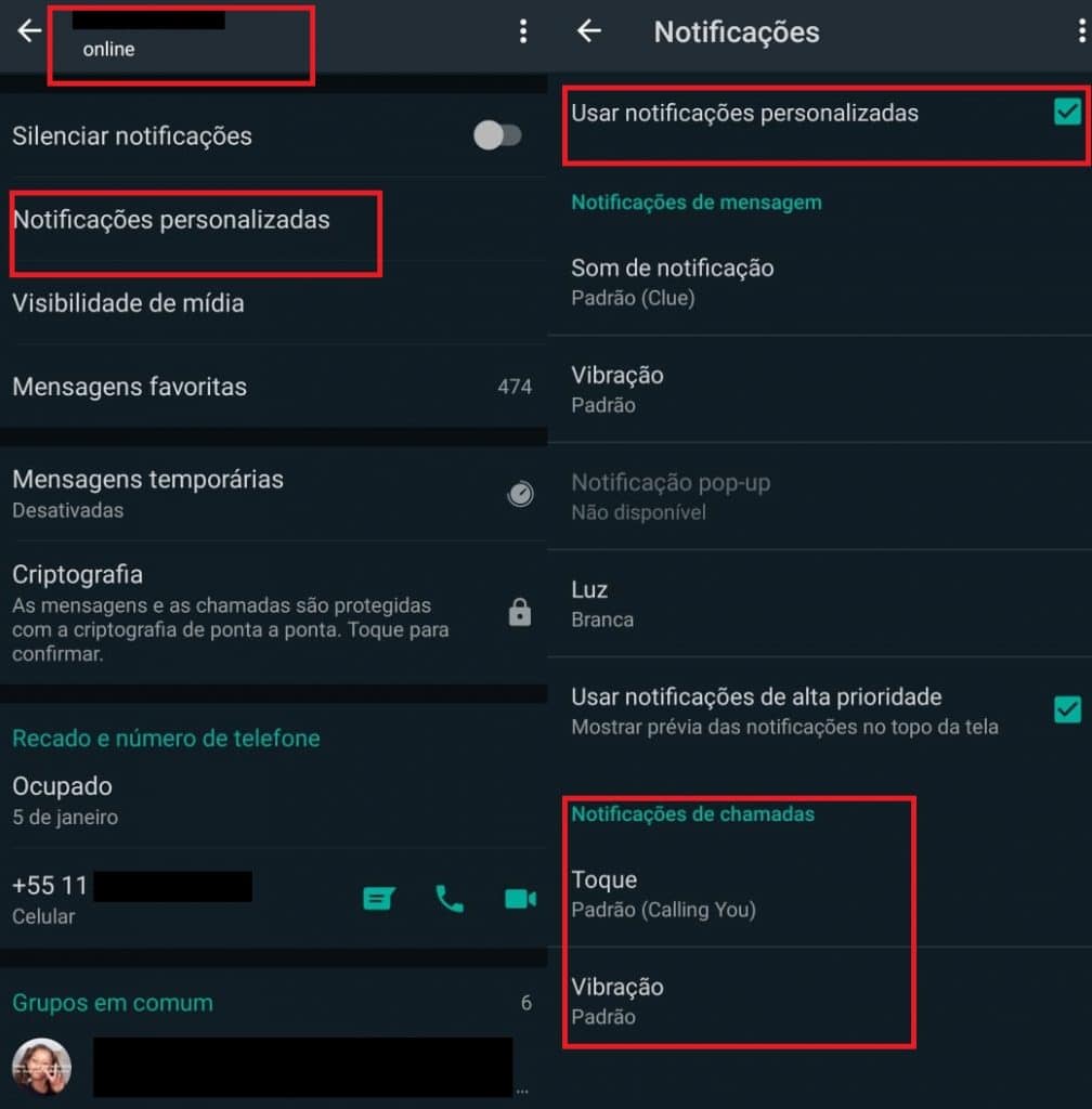 Como desativar notificações no WhatsApp/Android. Imagem: Olhar Digital