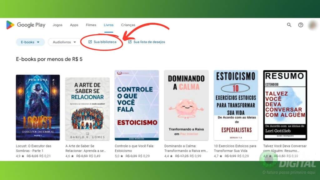 Como ler livro de graça pelo PC no Google Play Livros - Passo 2