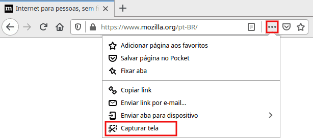 Captura de tela antiga do Firefox Captura de tela antiga do Firefox