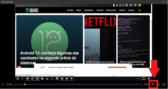 Como salvar a gravação da tela do computador. Imagem: Reprodução