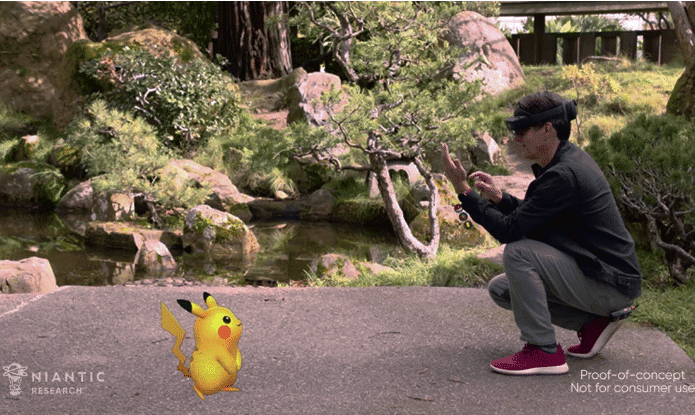 Usando o HoloLens 2, a Niantic Labs vem testando formas de aplicar a realidade virtual do headset ao jogo