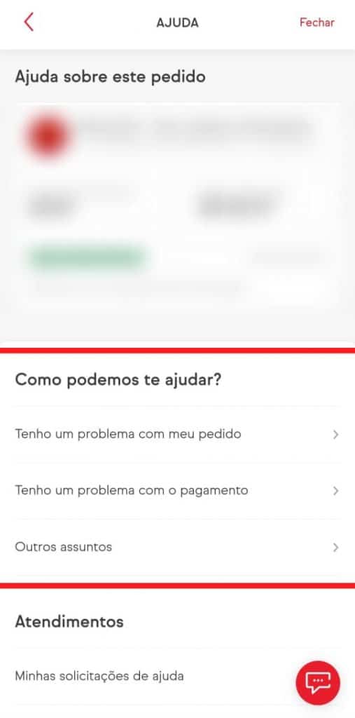 Print de tela do iFood