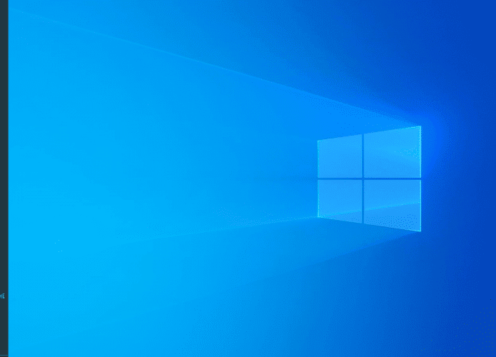 Tela inicial de computador com o papel de parede do Windows 10