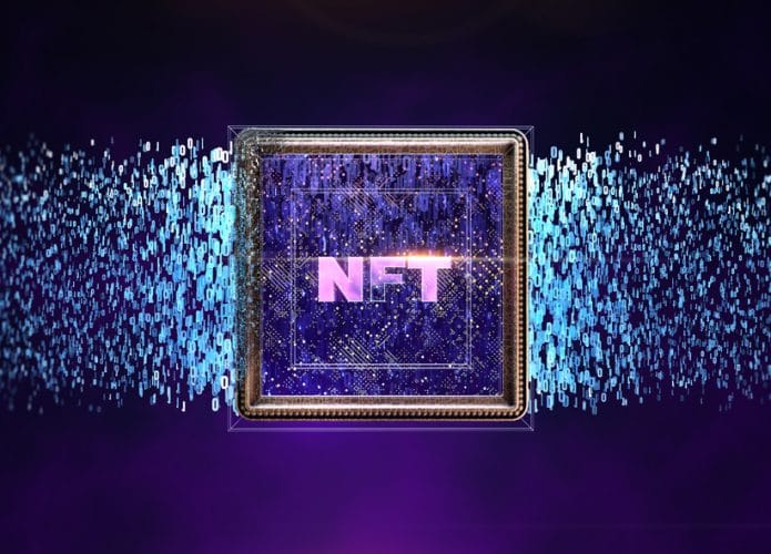Ilustração mostra as três letras que formam a sigla NFT, de non-fungible token