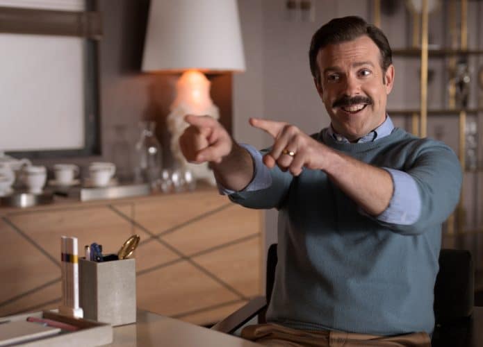 Jason Sudeikis em 'Ted Lasso'. Imagem: Universal/Divulgação