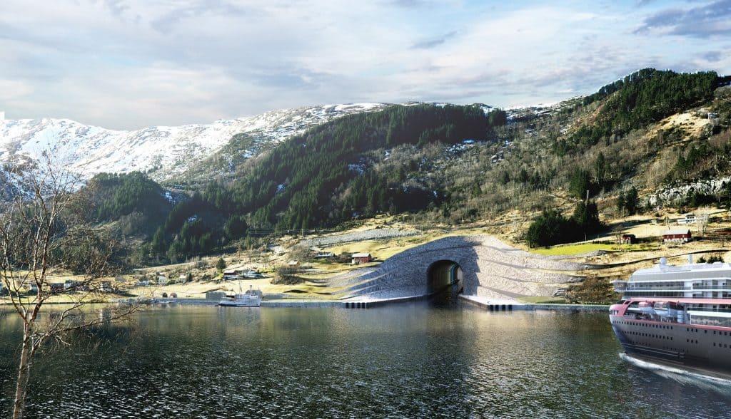 Primeiro túnel para navios do mundo. Imagem: Kystverket / Projeto da Snøhetta