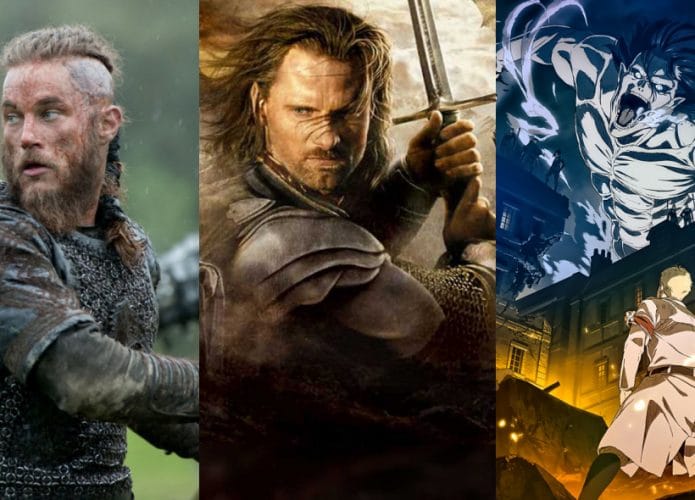 'Vikings', 'O Senhor dos Anéis' e 'Attack On Titan' são produções parecidas com 'Game Of Thrones'. Imagem: Montagem/Fotos de Divulgação