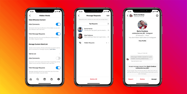 Captura de imagem do Instagram mostra novo recurso de filtragem de conteúdos abusivos