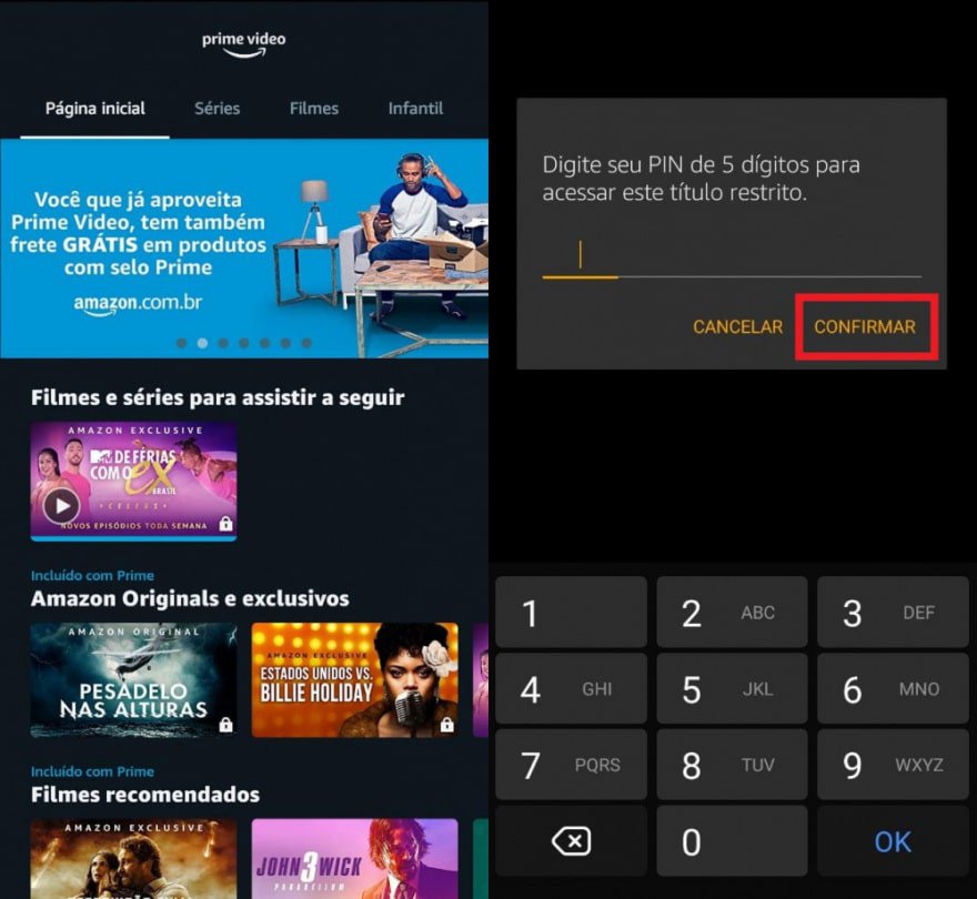 Print do aplicativo da Amazon Prime Video