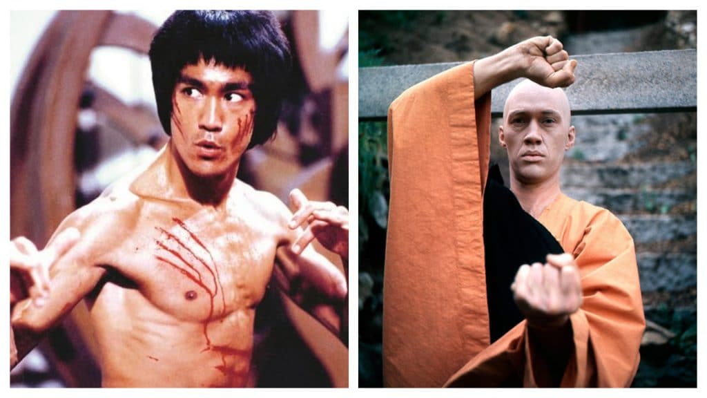 Montagem coloca, lado a lado, os atores Bruce Lee e David Carradine