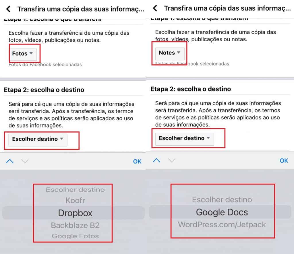 Como transferir postagens e notas do Facebook para outro app. Imagem: Olhar Digital