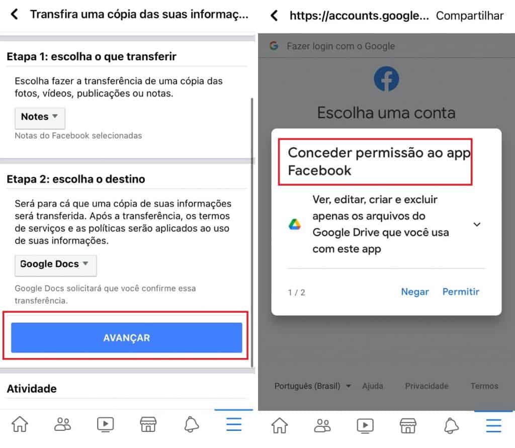 Como transferir postagens e notas do Facebook para outro app. Imagem: Olhar Digital