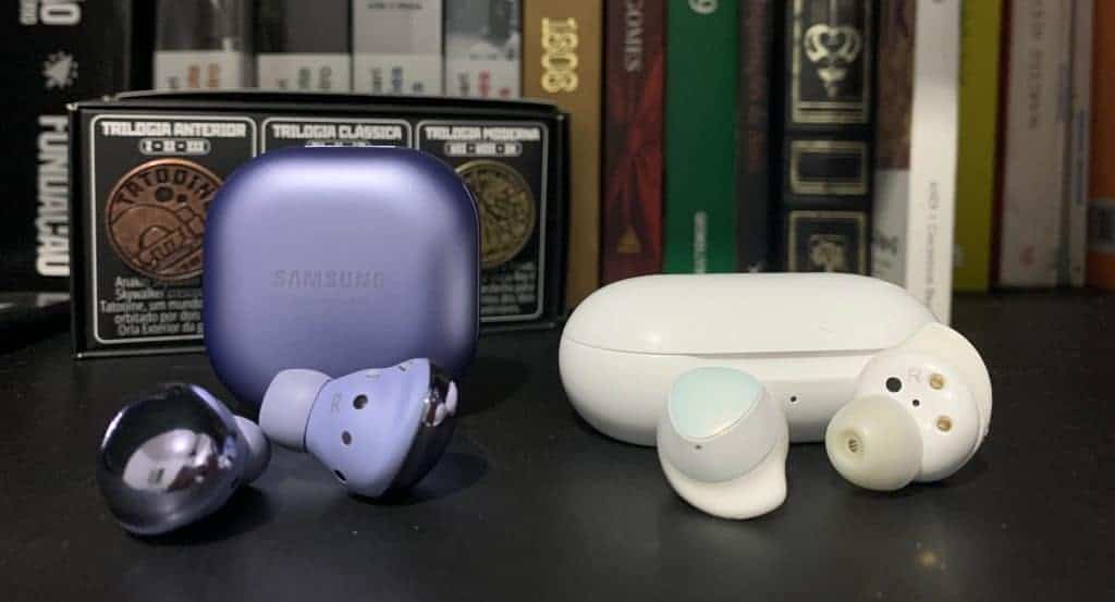 Fones de ouvido Galaxy Buds Pro e Buds+ da Samsung.