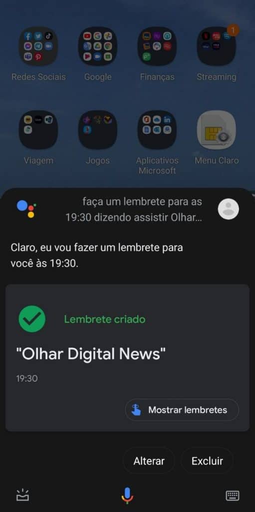 Print do Google Assistente 