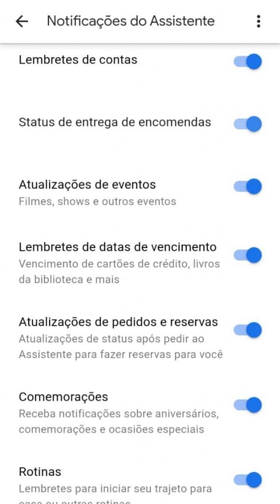 Gerenciando as notificações no Google Assistente Gerenciando as notificações no Google Assistente