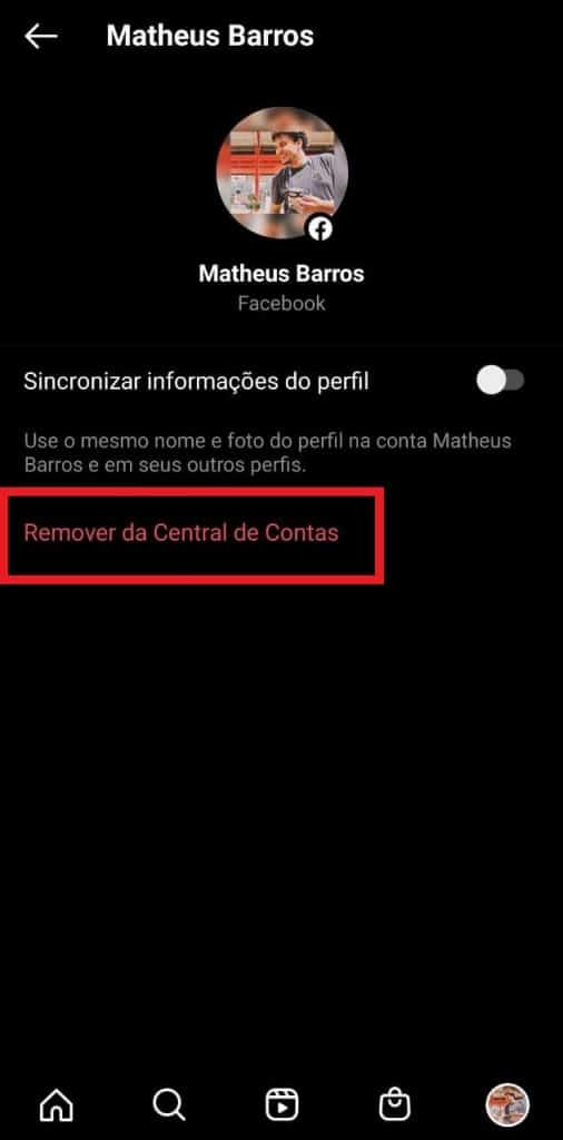 Print das configurações do aplicativo do Instagram 