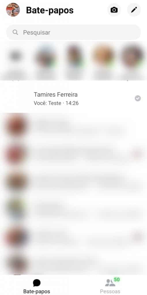 Print do aplicativo do Facebook Messenger