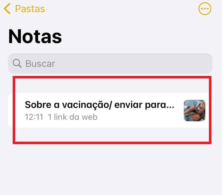 Como salvar links do Safari no app de Notas do Iphone. Imagem: Olhar Digital