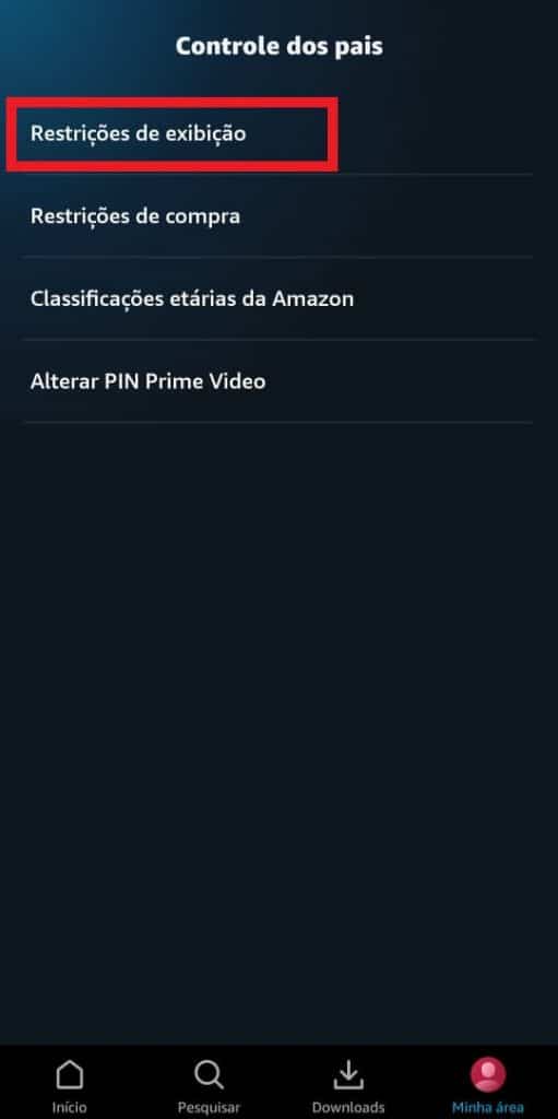 Print do aplicativo da Amazon Prime Video