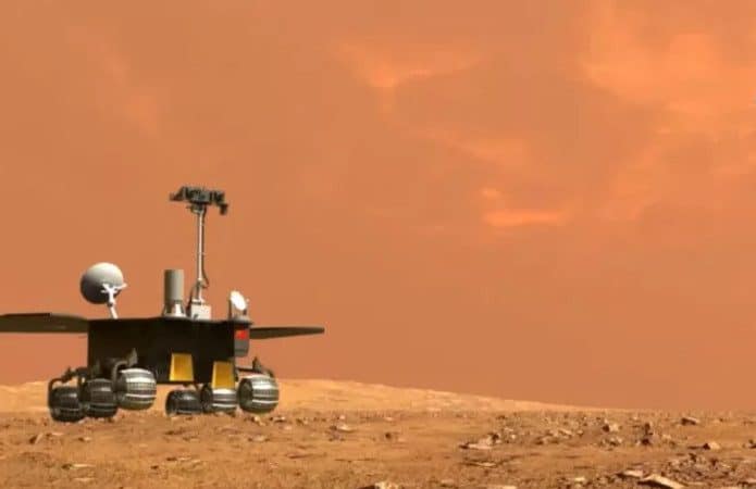 Ilustração do rover chinês Zhurong em Marte