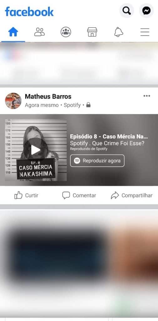 Print do feed de notícias do Facebbok